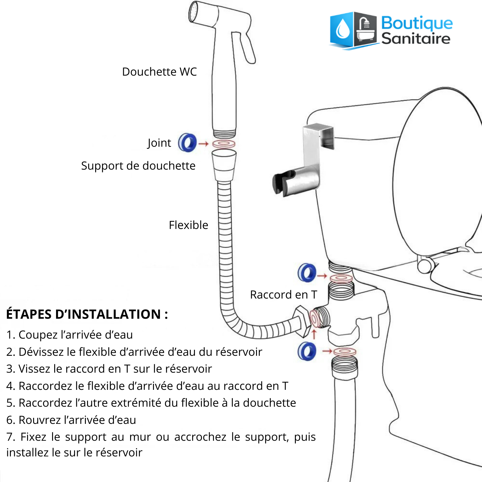 Douchette WC - Kit Complet en Inox